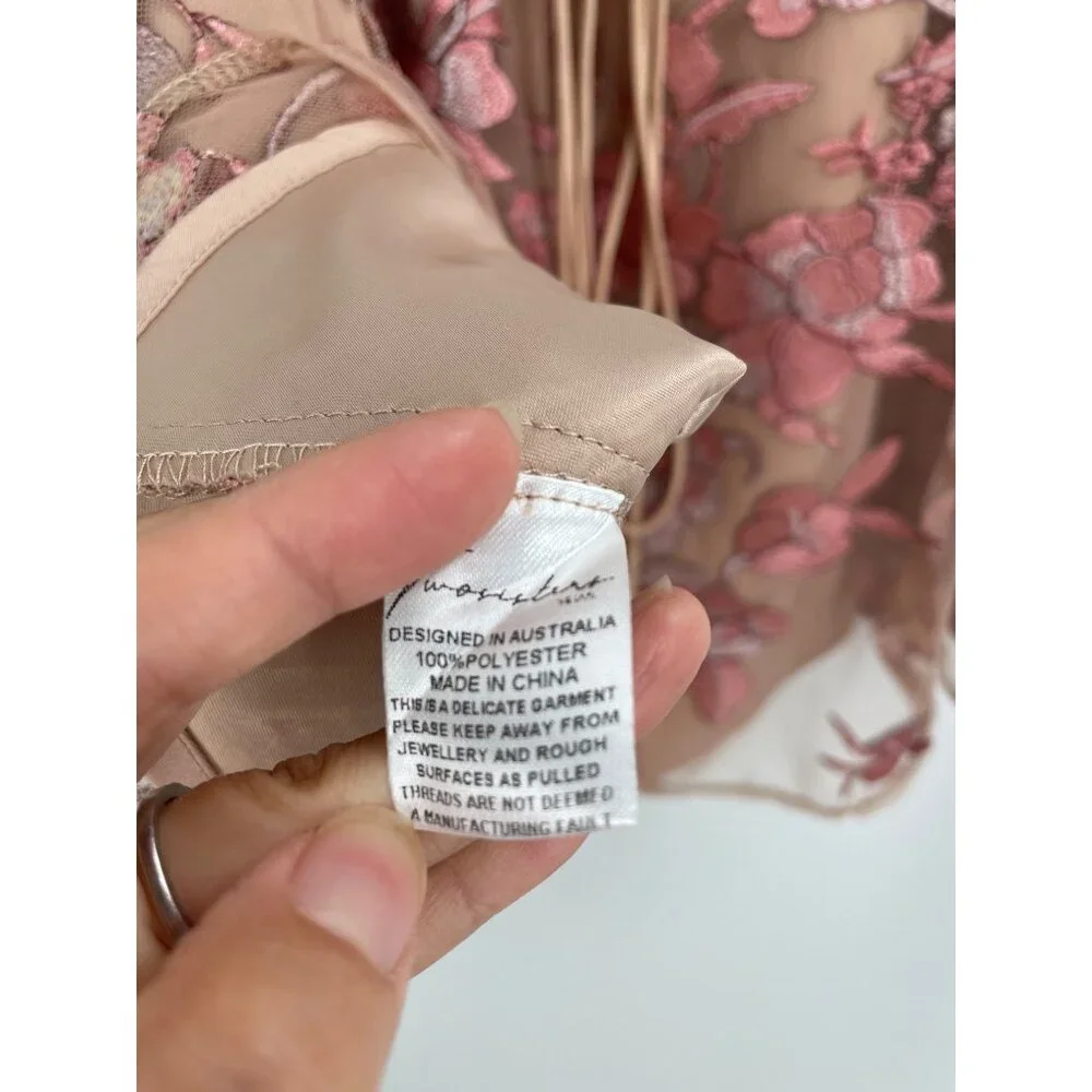 NWT Two Sisters the Label Saskia Dress Womens S Pink Lace-Up Embroidered Floral - Picture 4 of 9